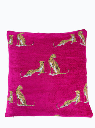 embroidered Pink Cheetah bird eye