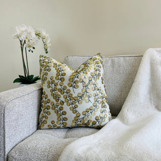 Gold Leaves Embroidered Throw Pillow