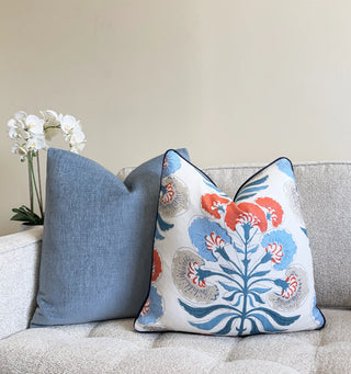 Thibaut Tybee Tree Coral French Blue Throw Pillow Cover