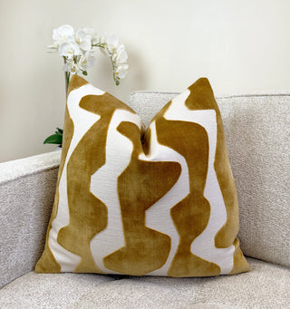 Gold Graphic Velvet Throw Pillow