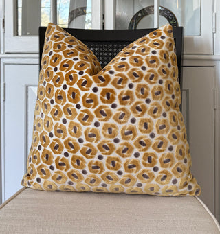 Dijon Gold Broken Rings Velvet Throw Pillow