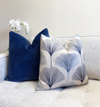 Blue Ginkgo Embroidered Throw Pillow