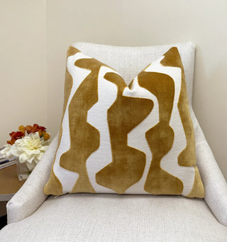 Gold Graphic Velvet Throw Pillow