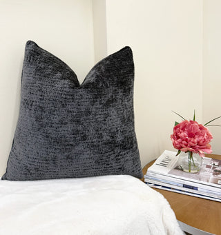 Gray Chenille Throw Pillow