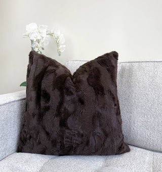 Chocolate Faux Fur Throw Pillow