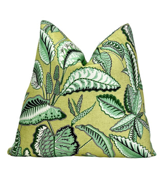 Green Tropical Leaves Throw Pillow