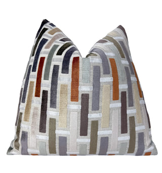 Linea Graystone Geometric Velvet Throw Pillow