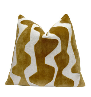 Gold Graphic Velvet Throw Pillow