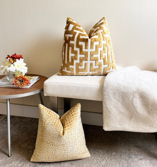 Myriad Gold Graphic Velvet Throw Pillow