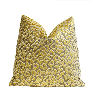 Gold Animal Print Velvet Throw Pillow