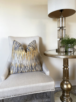 gray mustard swirl chair