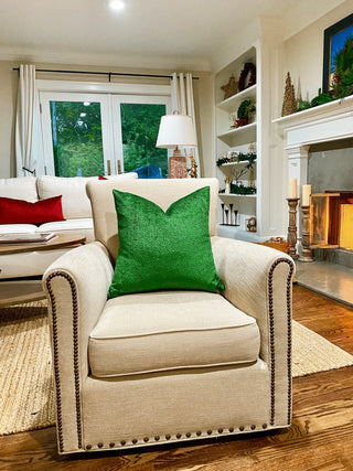green velvet on chairs