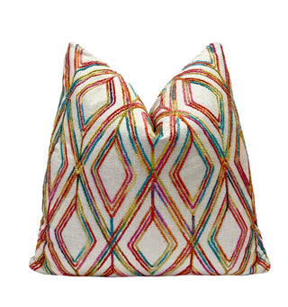 Rainbow Diamond Chenille Throw Pillow