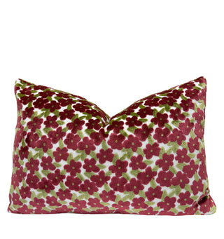 Berry Daisy Velvet Throw Pillow