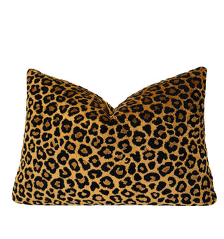 Bronze Black Leopard Velvet Throw Pillow