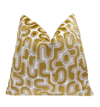 Gold Groove Velvet Throw Pillow