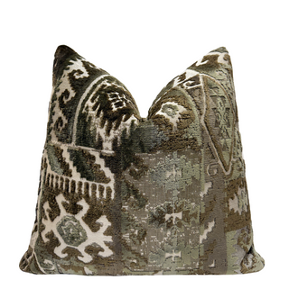 Olive Kilim Velvet Throw Pillow