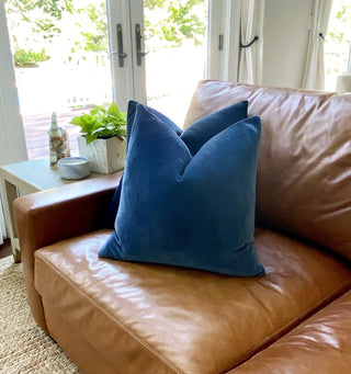 Mariner Blue Velvet Throw Pillow