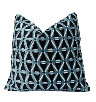 Blue Deco Velvet Throw Pillow