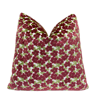 Berry Daisy Velvet Throw Pillow