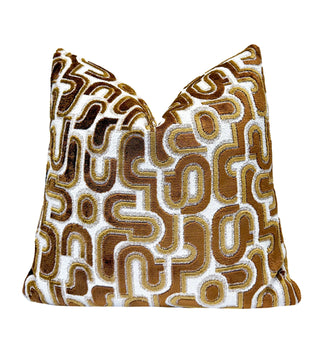 Bronze Groove Velvet Throw Pillow
