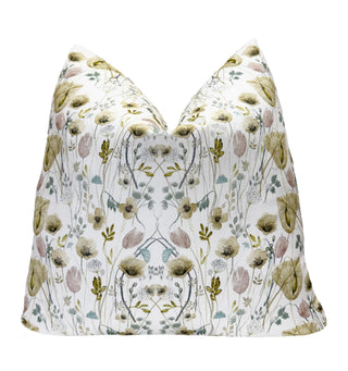Cream Wildflower Throw Pillow