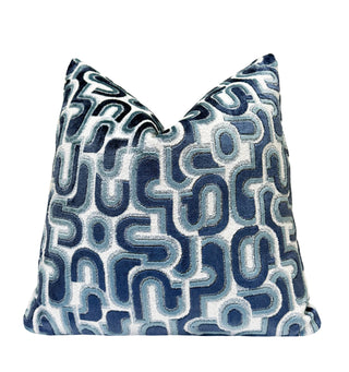 Blue Groove Velvet Throw Pillow