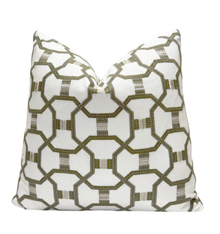 Olive Link Embroidered Throw Pillow