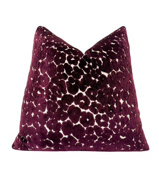 Aubergine Leopard Velvet Throw Pillow