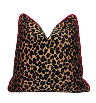 Leopard Noir Welted Throw Pillow