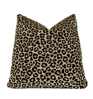 Black Gold Leopard Velvet Throw Pillow