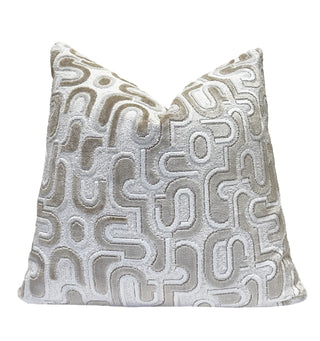 Ivory Groove Velvet Throw Pillow