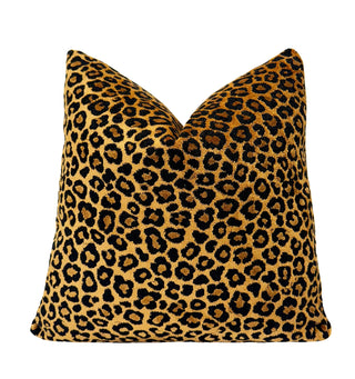 Bronze Black Leopard Velvet Throw Pillow
