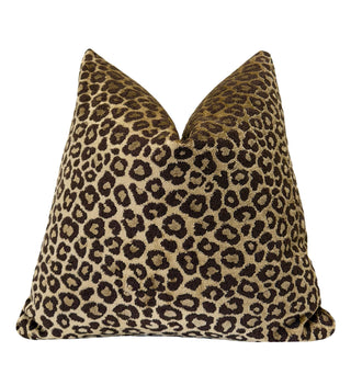 Brown Gold Leopard Velvet Throw Pillow