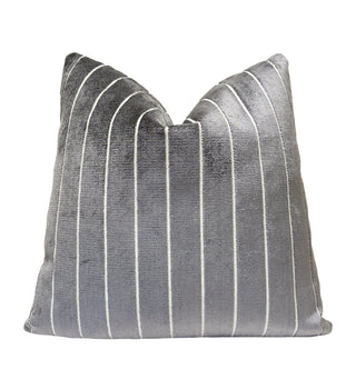 Gray Stripe Velvet Throw Pillow