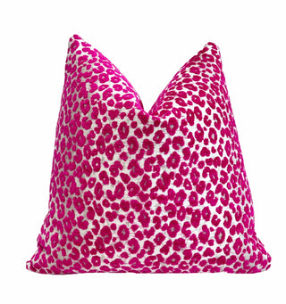 Magenta Pink Leopard Velvet Throw Pillow