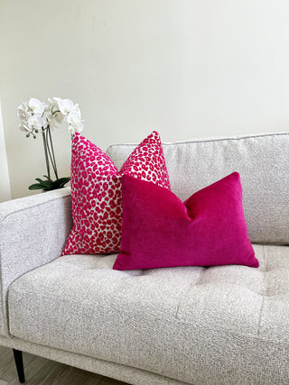 magenta gray leopard pink pillow couch
