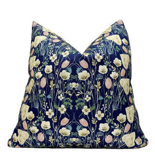 Navy Wildflower Throw Pillow