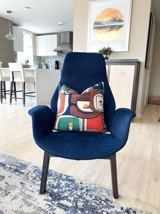 mid century blue chair no pics