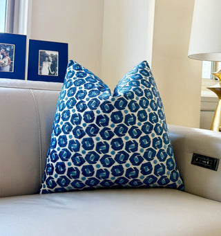 Navy Broken Rings Velvet Throw Pillow