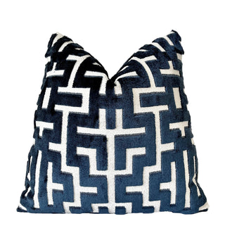 Myriad Navy Graphic Velvet Throw Pillow