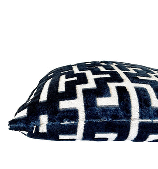 Myriad Navy Graphic Velvet Throw Pillow