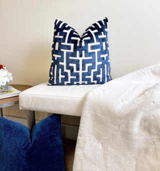 Myriad Navy Graphic Velvet Throw Pillow