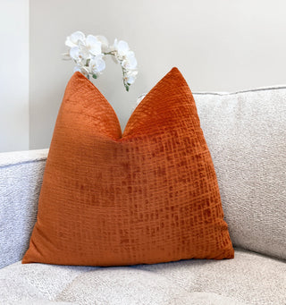 Orange Textured Velvet Pillow