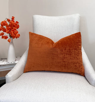 Orange Textured Velvet Pillow