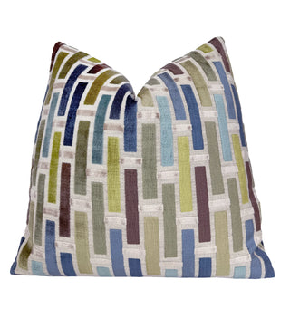 Linea Ocean Geometric Velvet Throw Pillow