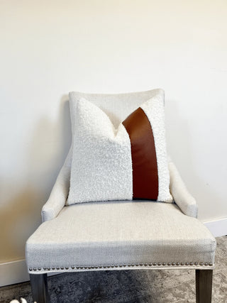 off white boucle and leather chair