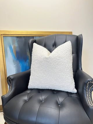 off white boucle black chair