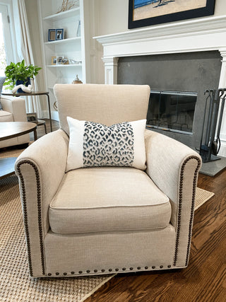 off white moss onf beige chair