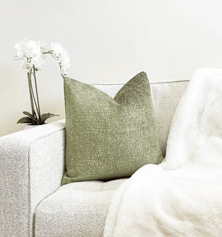 Olive Green Chenille Throw Pillow